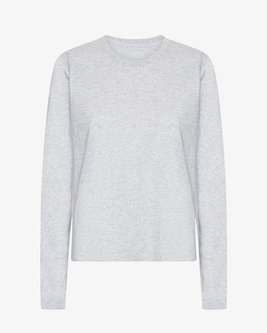 A soft snow-melange cotton long-sleeve tee — a comfortable layering piece that stretches with you